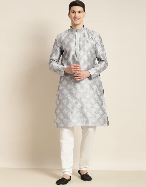 Grey Kurta Jacquard Silk Pant