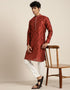 Maroon Kurta Jacquard Silk Pant Closure View