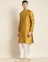 Mustard Kurta Jacquard Silk Pant Closure View