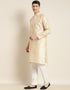 Cream Kurta Jacquard Silk Pant Closure View
