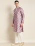 Jacquard Silk Purple & Self design Kurta Set Closure View