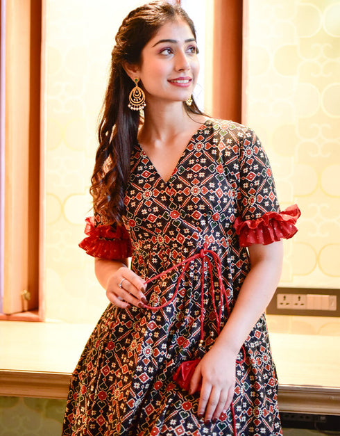 Multi Cotton Silk Pant Suit Back View