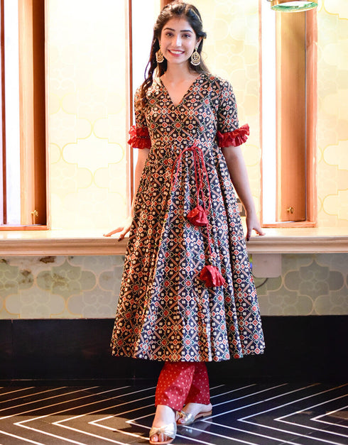 Multi Cotton Silk Pant Suit