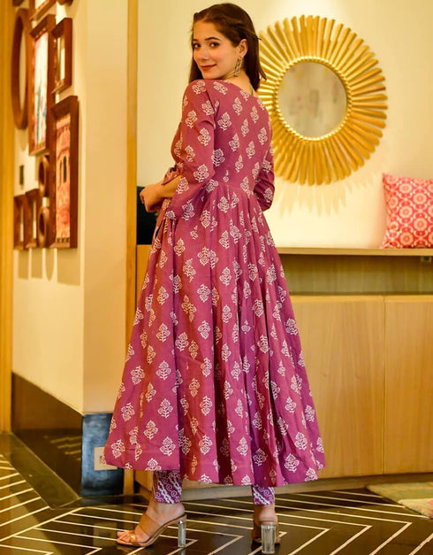 Multi Cotton Silk Pant Suit Back View