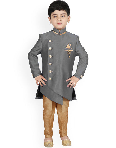 Gray Kurta Pajama Dhupion Silk