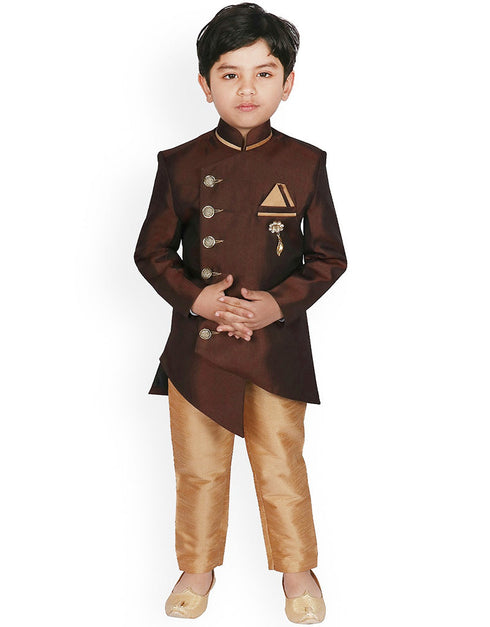 Brown Kurta Pajama Dhupion Silk
