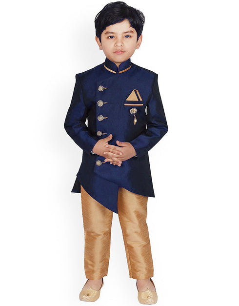 Navy Blue Kurta Pajama Dhupion Silk