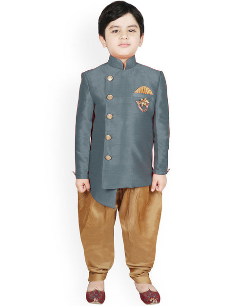 Gray Kurta Dhoti Dhupion Silk