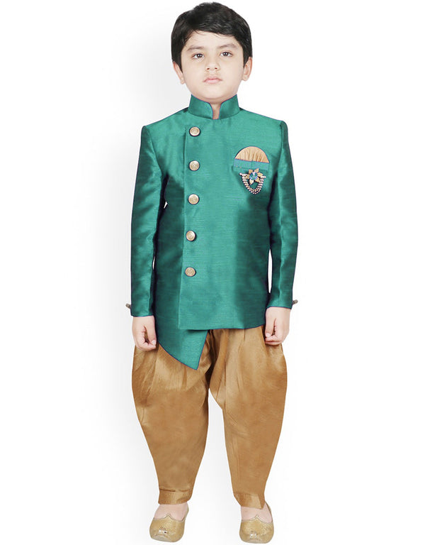 Rama Green Kurta Dhoti Dhupion Silk