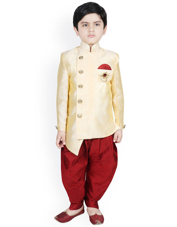 Cream Kurta Dhoti Dhupion Silk