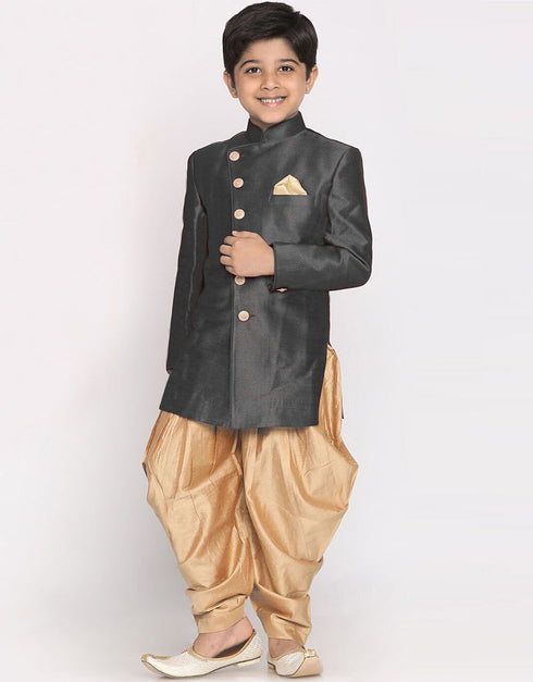 Gray Kurta Dhoti Dhupion Silk