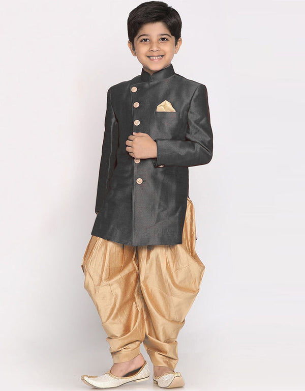 Gray Kurta Dhoti Dhupion Silk