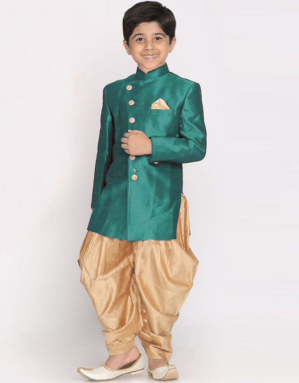 Rama Green Kurta Dhoti Dhupion Silk