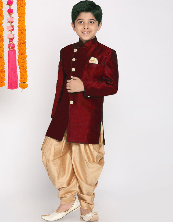 Maroon Kurta Dhoti Dhupion Silk