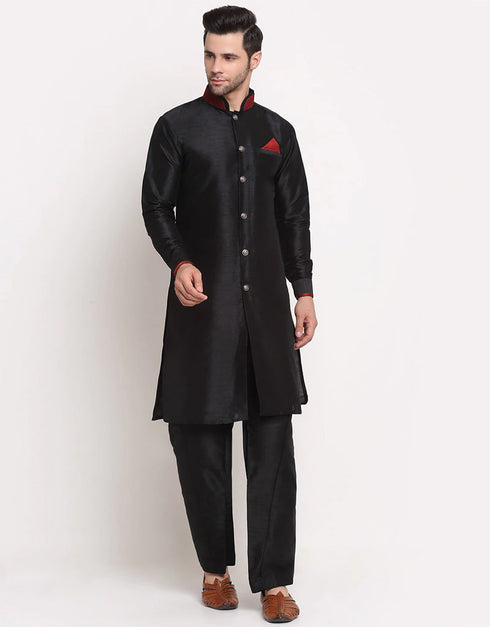 Black Kurta Dhupion Silk Payjama