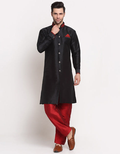 Black Kurta Dhupion Silk Payjama