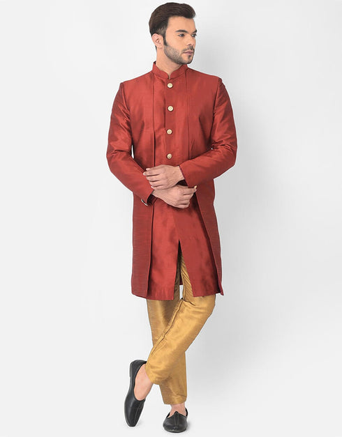 Maroon Kurta Dhupion Silk Payjama