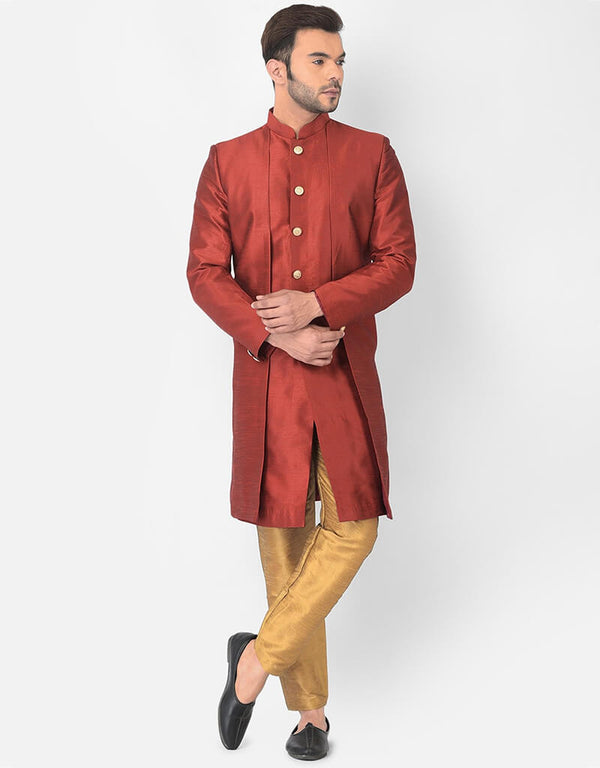 Maroon Kurta Dhupion Silk Payjama