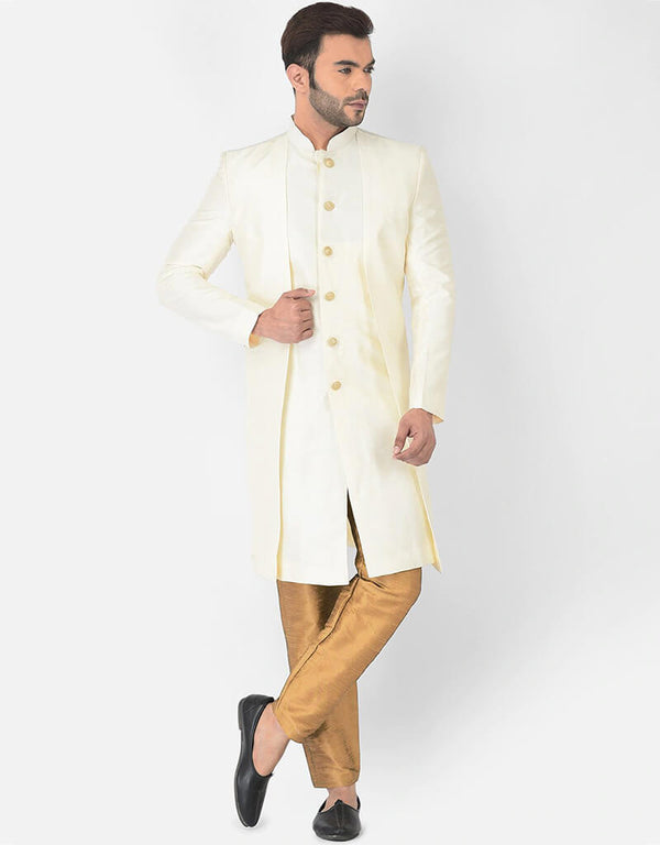 Cream Kurta Dhupion Silk Payjama