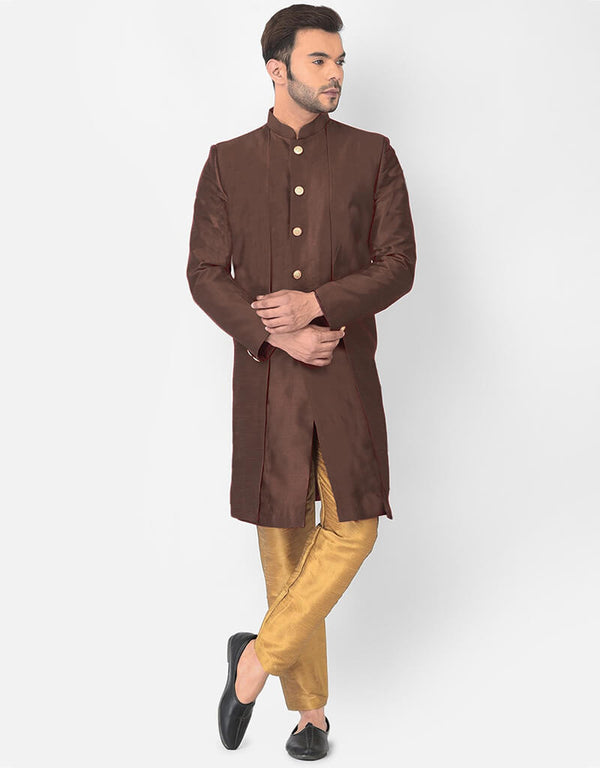 Brown Kurta Dhupion Silk Payjama