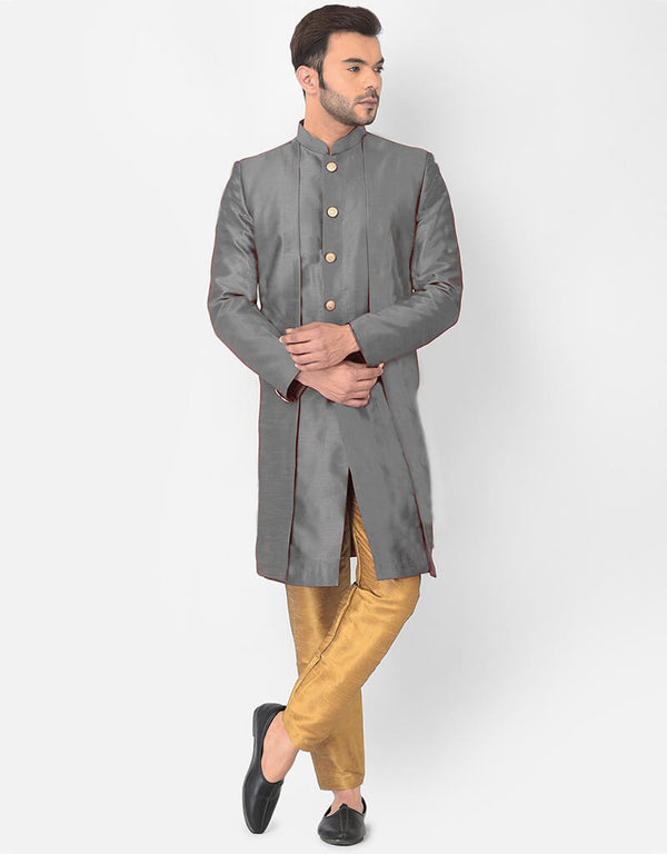 Gray Kurta Dhupion Silk Payjama