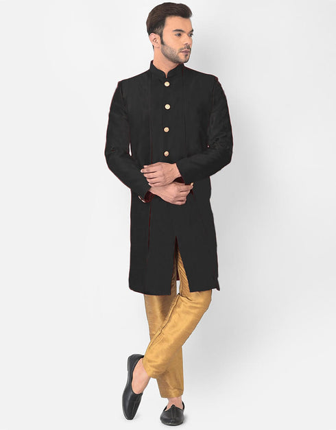 Black Kurta Dhupion Silk Payjama