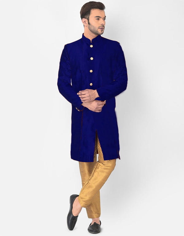Navy Blue Kurta Dhupion Silk Payjama