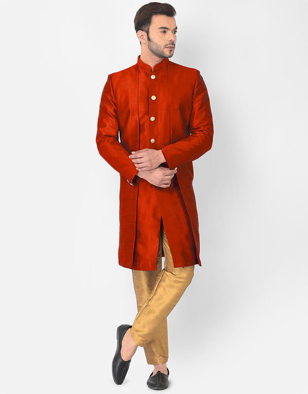 Red Kurta Dhupion Silk Payjama