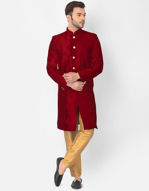 Maroon Kurta Dhupion Silk Payjama