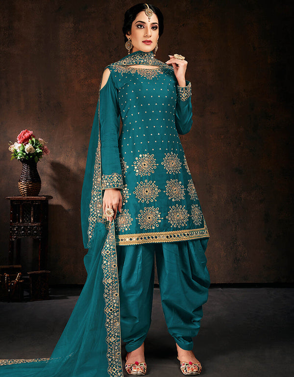 Blue Jam Cotton Patiyala Suit