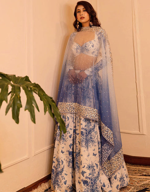 stylish multi georgette classic designer georgette lehenga choli with multi heavy slub silk rt4681-156663 Front View