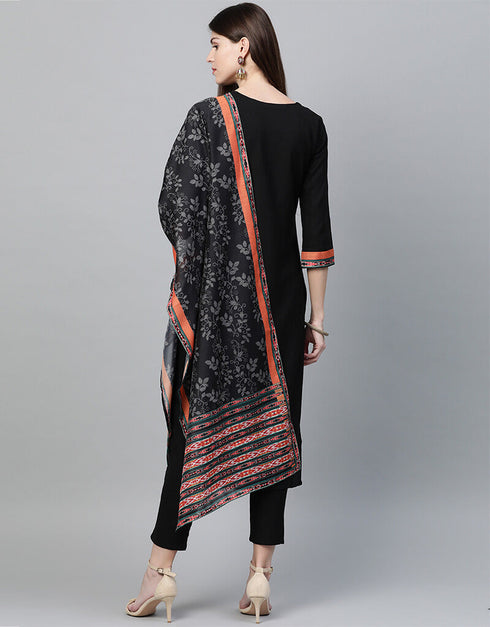 Black Rayon Pant Suit Back View