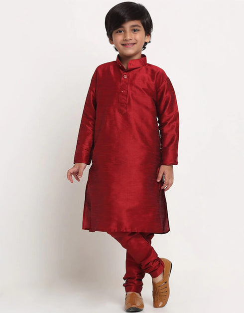 Maroon Kurta Payjama Dhupion Silk