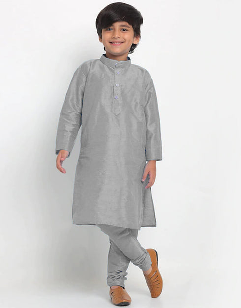 Gray Kurta Payjama Dhupion Silk
