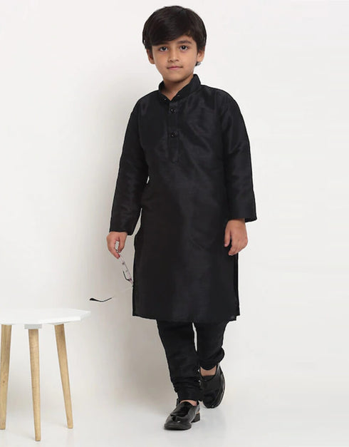 Black Kurta Payjama Dhupion Silk