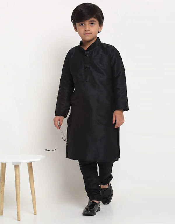 Black Kurta Payjama Dhupion Silk