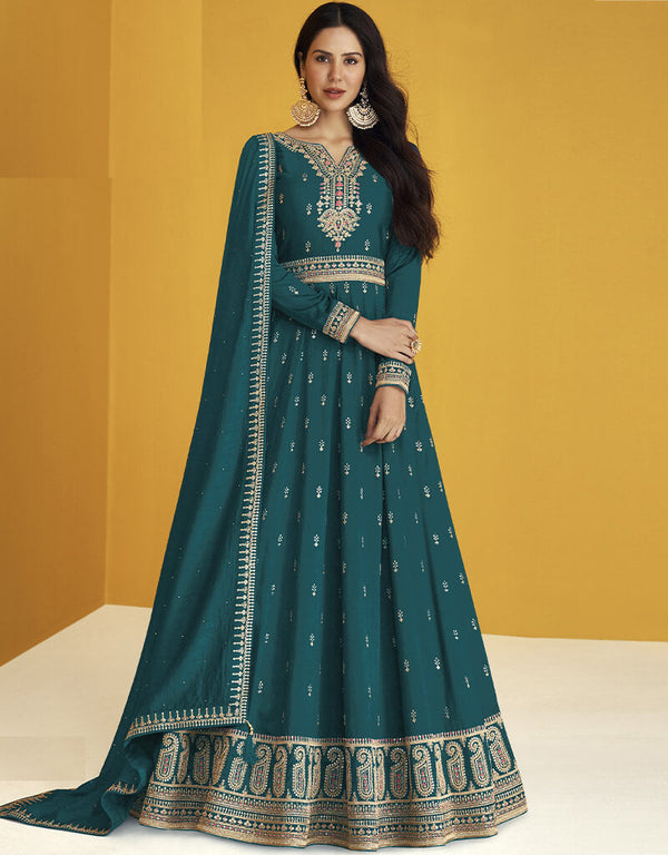 Rama Green Fox Georgette Anarkali Salwar Suit