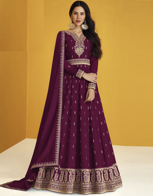 Purple Fox Georgette Anarkali Salwar Suit