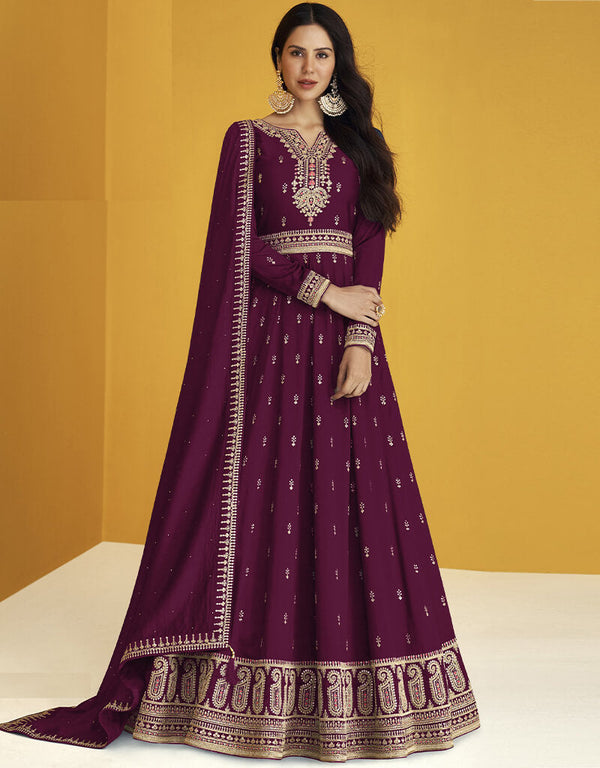 Purple Fox Georgette Anarkali Salwar Suit