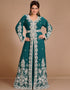 Modest Green Georgette Hand Embroidery Party Wear Kaftan