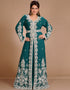 Modest Red Georgette Hand Zari Embroidery Kaftan