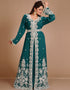 Modest Green Georgette Hand Embroidery Party Wear Kaftan