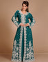 Modest Green Georgette Hand Embroidery Party Wear Kaftan
