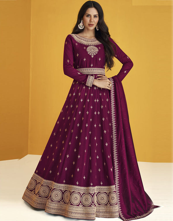 Purple Fox Georgette Anarkali Salwar Suit