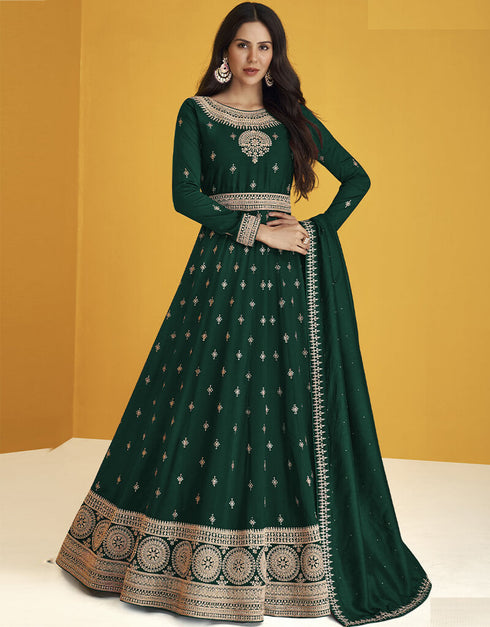Green Fox Georgette Anarkali Salwar Suit