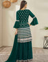 Green Georgette Lehenga Suit Back View