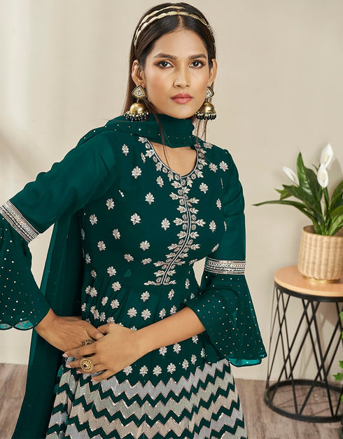 Green Georgette Lehenga Suit Salwar Kameez