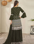 Mehendi Green Georgette Lehenga Suit Back View