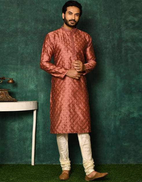 Rust Kurta Art Silk Payjama