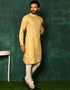 Beige Kurta Cotton Payjama Closure View
